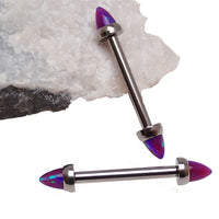 Sleepy Lav Opal Titanium Nipple Cones by Body Clickers Body Jewelry, 14g, 8mm, hypoallergenic nipple jewelry with opal accents.