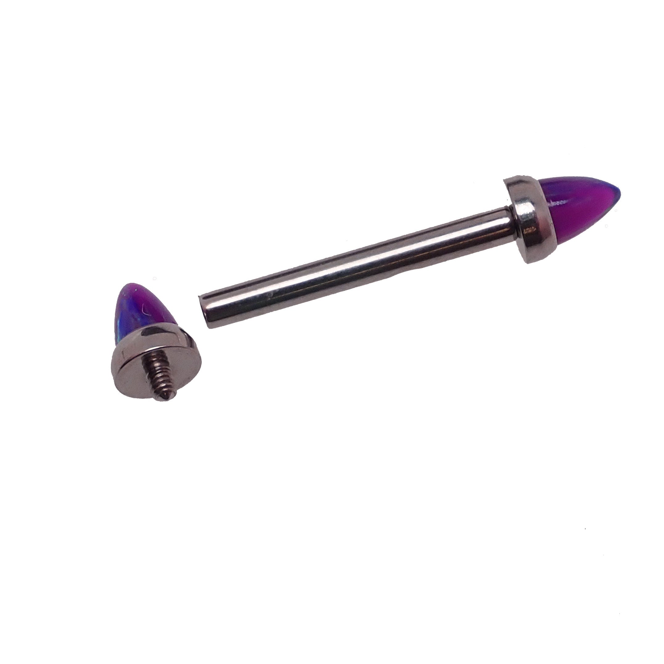 Sleepy Lav Opal Titanium Nipple Cones by Body Clickers Body Jewelry, 14g, 8mm size, featuring vibrant opal design and sleek titanium finish.