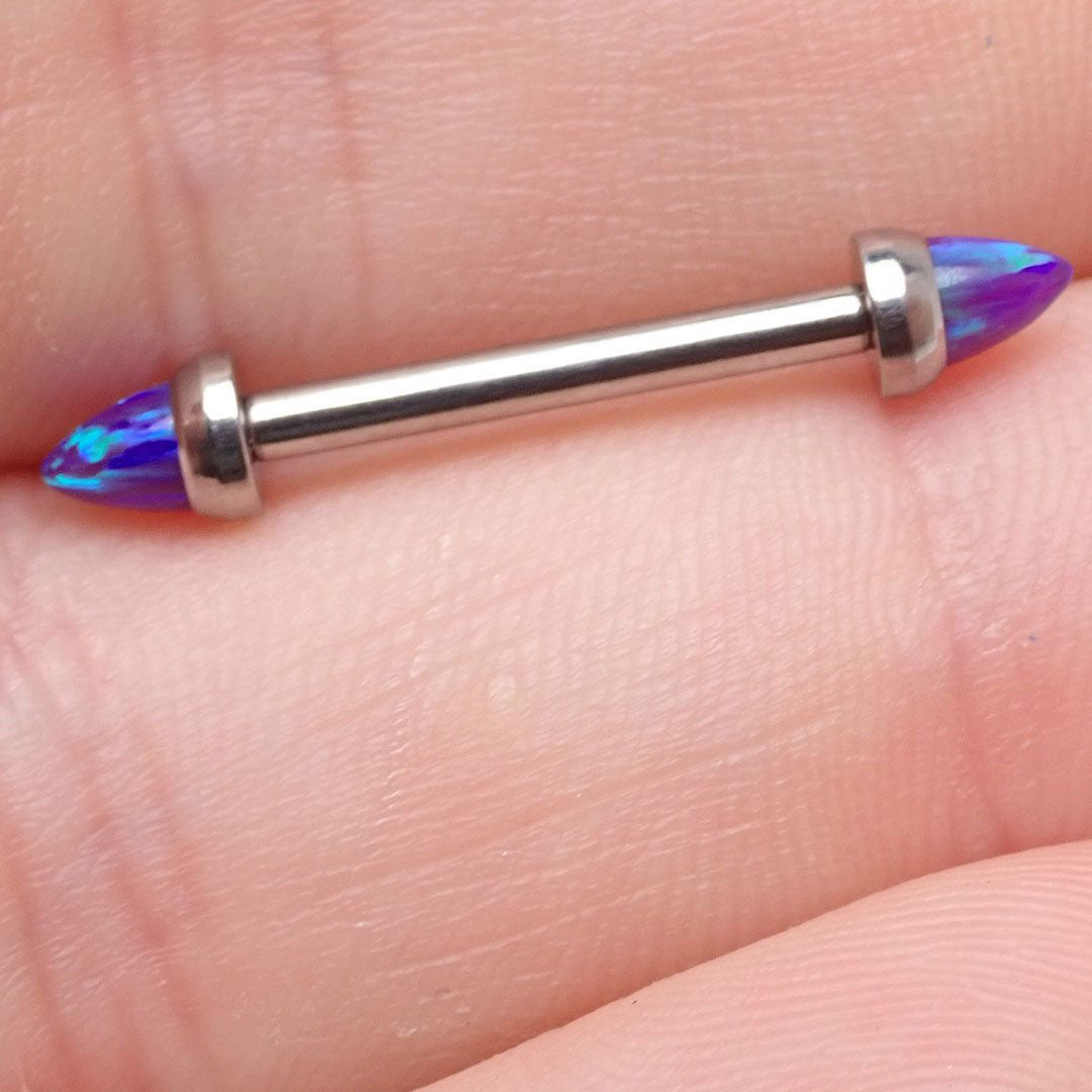 14g Sleepy Lav Opal Titanium Nipple Cones by Body Clickers Body Jewelry, featuring opal accents and sleek titanium design.