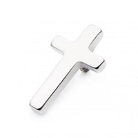 Flat shape top attachments for 14g and 16g Body Clickers body jewelry, featuring cross design and flat surface.