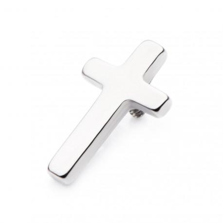 Flat shape top attachments for 14g and 16g Body Clickers body jewelry, featuring cross design and flat surface.