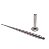 Internally threaded titanium body jewelry insert taper in 14g, 16g, and 18g sizes, designed for body clickers and piercings.