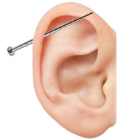 Internally threaded titanium insert taper body jewelry in 14g, 16g, and 18g sizes with Body Clickers branding.