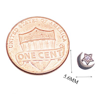 Body Clickers moon and star attachment for 14g and 16g body jewelry, featuring celestial design in silver tone.
