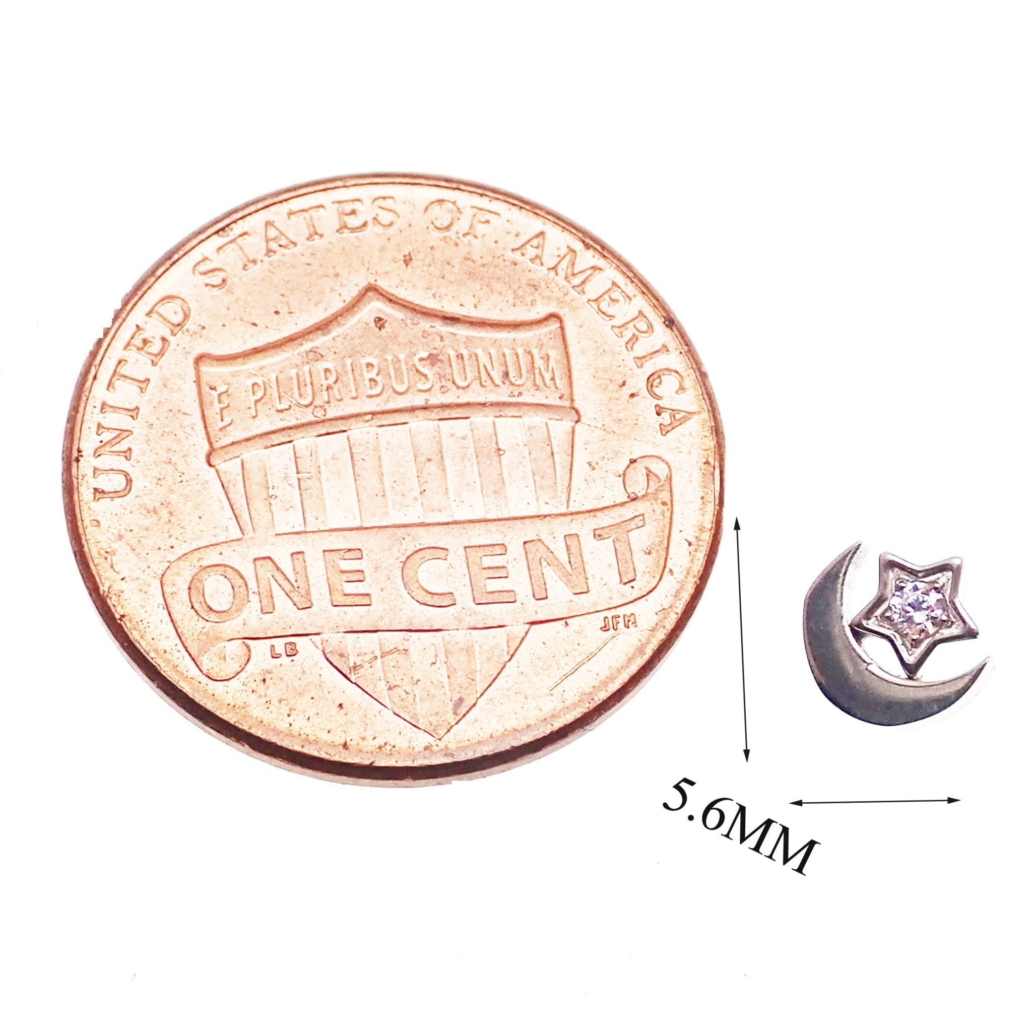 Body Clickers moon and star attachment for 14g and 16g body jewelry, featuring celestial design in silver tone.