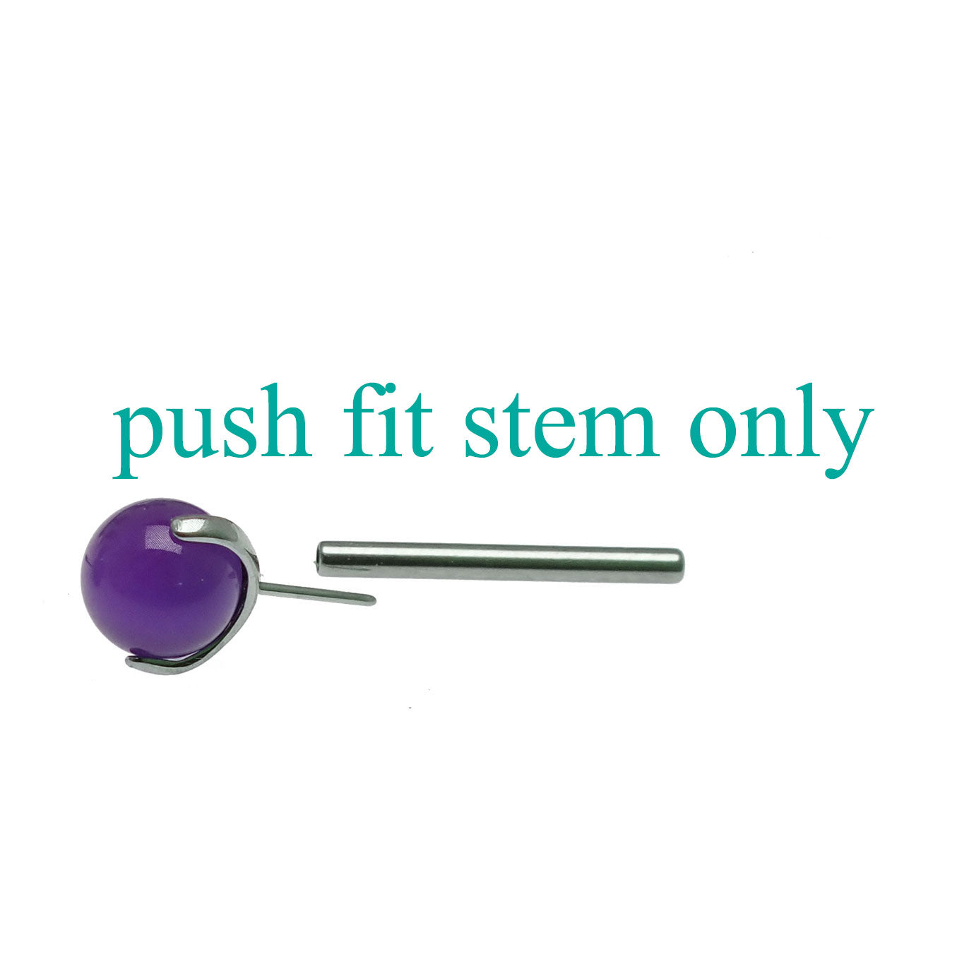 Push Fit Threadless Barbell Stem by Body Clickers Body Jewelry in 12g, 14g, 16g gauges, with 12mm length for body piercing.