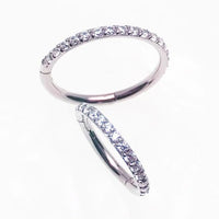 Titanium CZ clicker hoop body jewelry in 16g, 18g, 20g with 6mm diameter, from Body Clickers, featuring sparkling cubic zirconia stones.