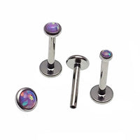 Titanium multi lavender cabochon opal body jewelry with stem, 18g, 1.0mm to 6mm size, from Body Clickers Body Jewelry