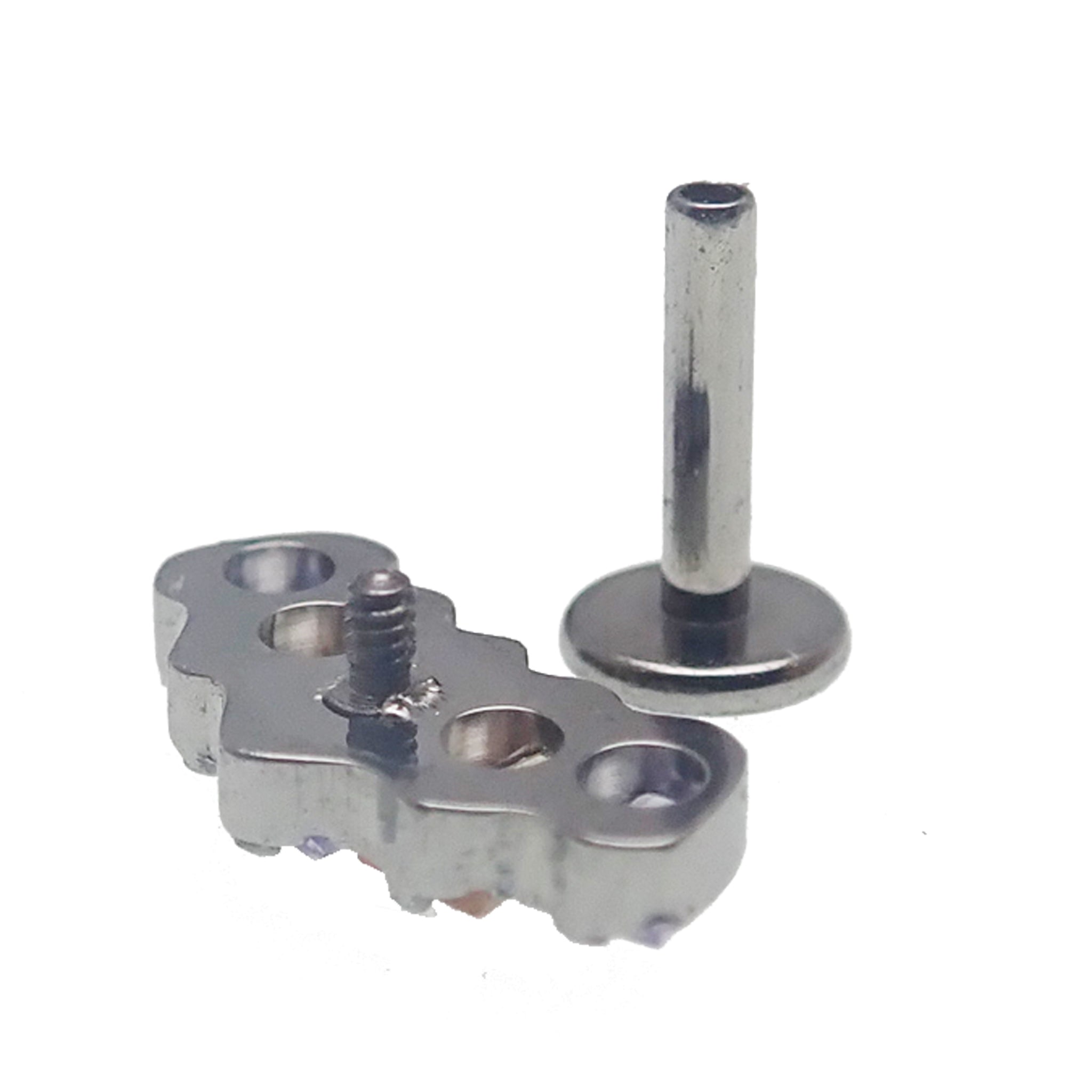 Champagne and lavender Marquis CZ titanium flatback body piercing by Body Clickers in 14g, 16g, and 18g sizes.