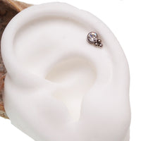 Body Clickers CZ Mini Cluster flat back body jewelry in 14g, 16g, 18g, shown in TAT02-EAR image for ear piercing.