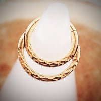 Gold PVD Crescent Titanium Clicker body jewelry in 18g and 16g with an 8mm crescent design, by Body Clickers.