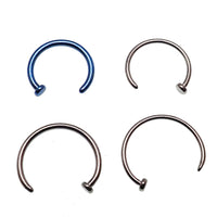 Titanium nose hoop body jewelry, 8mm or 10mm size, 18g or 20g gauge, with a sleek, polished finish and secure clasp.