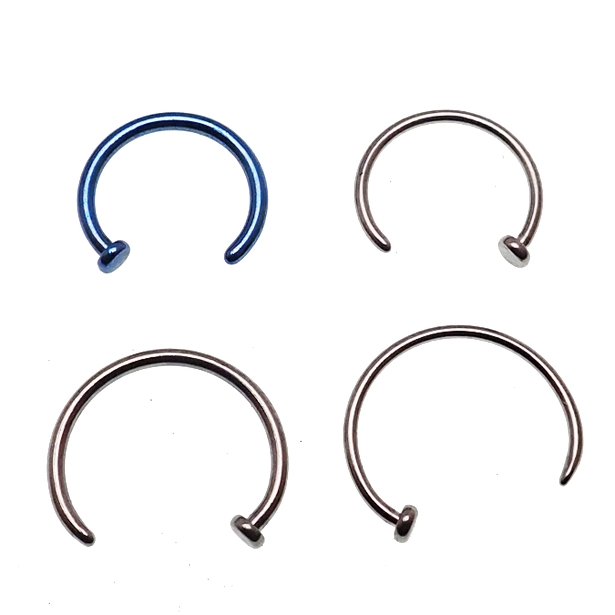 Titanium nose hoop body jewelry, 8mm or 10mm size, 18g or 20g gauge, with a sleek, polished finish and secure clasp.