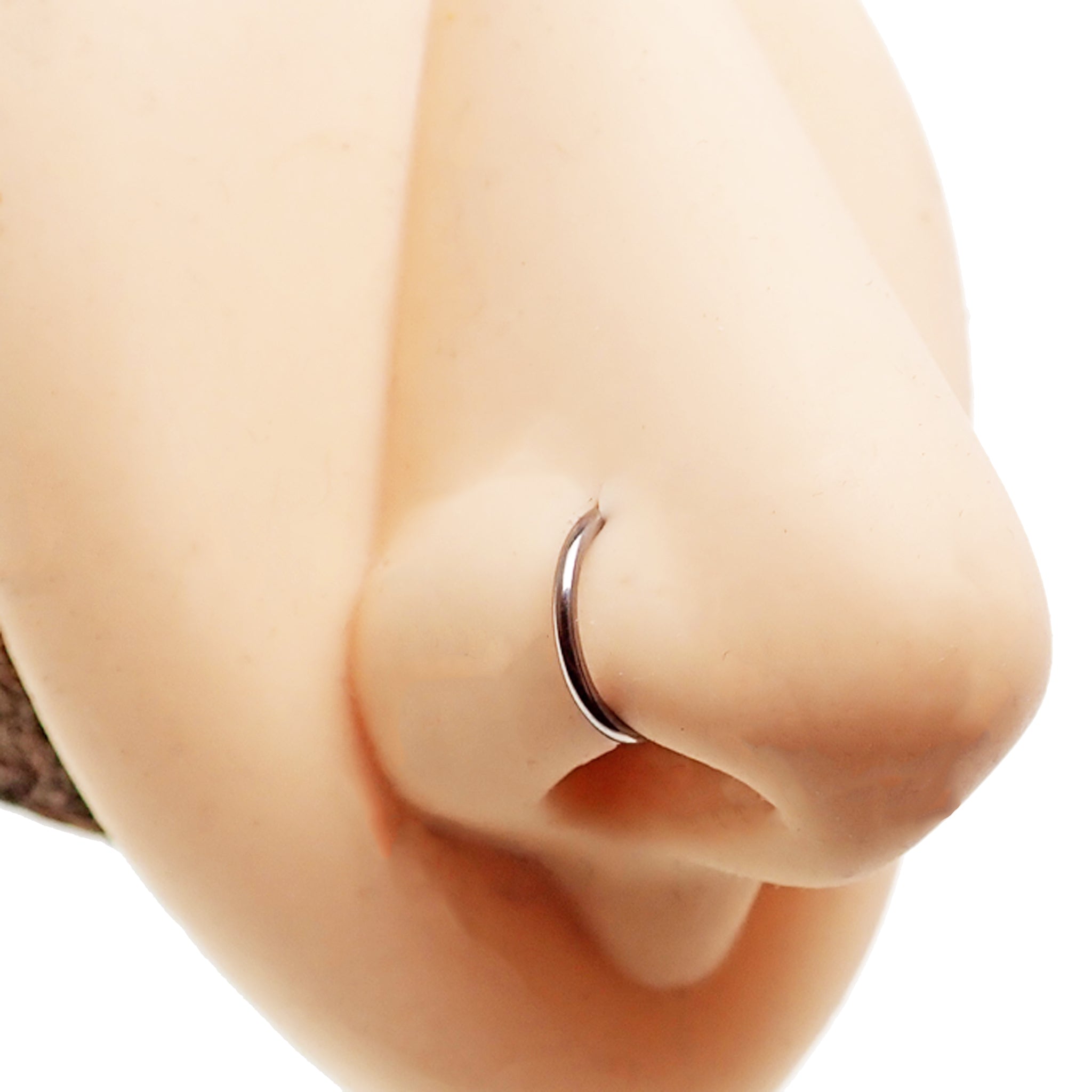 Titanium nose hoop jewelry by Body Clickers, 8mm or 10mm size, 18g or 20g gauge, body piercing accessory with smooth curved design
