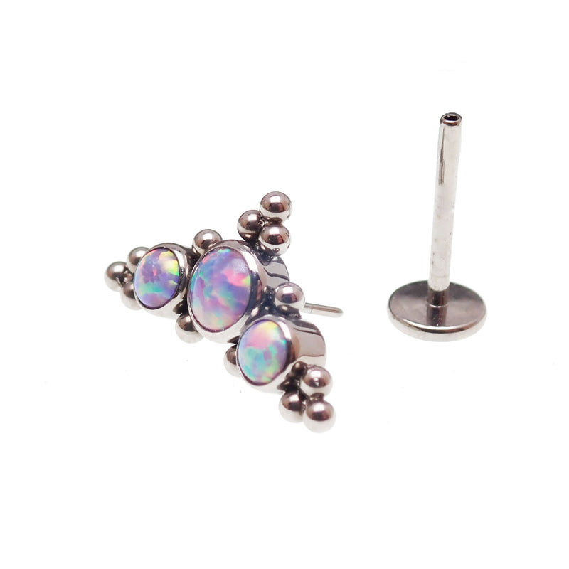 Multi lavender fire opal cluster push fit body jewelry by Body Clickers, 20g gauge with 6mm opal stones.