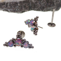 Multi lavender fire opal cluster body jewelry by Body Clickers, 20g push fit body jewelry with 6mm opal stones.