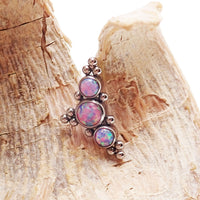 Body Clickers lavender fire opal cluster body jewelry in 20g, 6mm push fit style, featuring colorful gemstone accents.