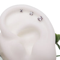 Push Fit Crystal flat back labret body jewelry in 3, 4, or 5mm with clear crystal and 20G size, by Body Clickers.