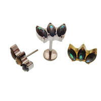 Alabone Shell Lotus titanium push fit body jewelry, available in 14g to 20g, threaded, flatback design by Body Clickers.