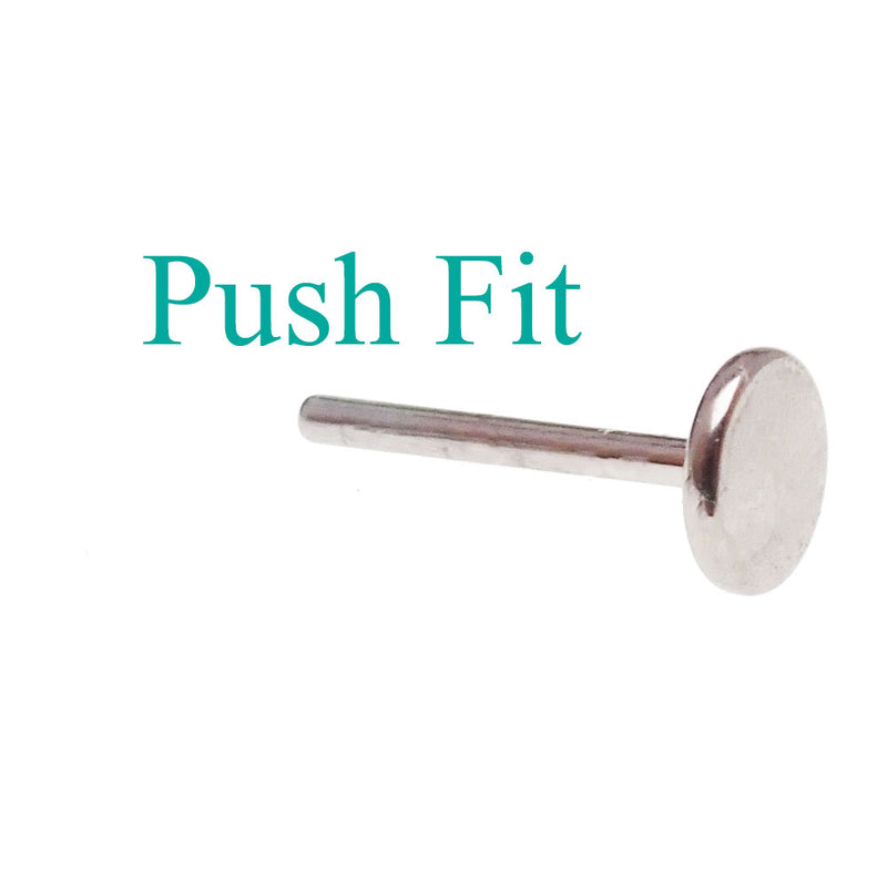 Push Fit Flat Back Titanium Stem for body jewelry by Body Clickers, 20g, 6mm length, designed for comfortable body piercing.