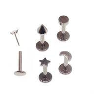 Titanium push fit shapes flat back body jewelry in 20g, 18g, 16g, 14g with star design, by Body Clickers.