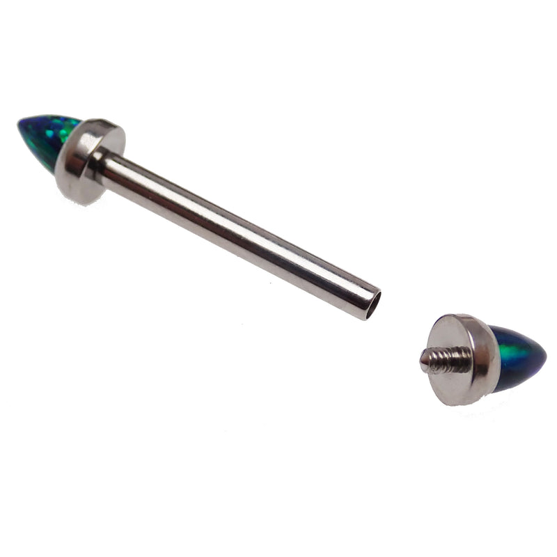 Galaxy Opal industrial piercing body jewelry by Body Clickers, 14g, featuring a vibrant galaxy-themed opal for body piercings.