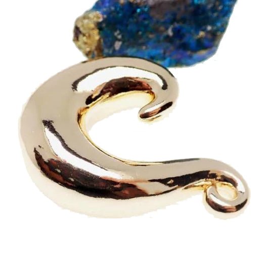 Gold-dipped brass body jewelry plugs in 2g, 0g, 00g, 1/2 inch, featuring a curvy design from Body Clickers.