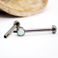5-part titanium internally threaded opal industrial body jewelry by Body Clickers, featuring colorful opal accents and sleek design.