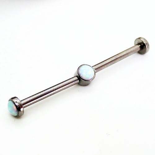 Titanium internally threaded opal industrial body jewelry with five parts, designed for body piercing from Body Clickers.