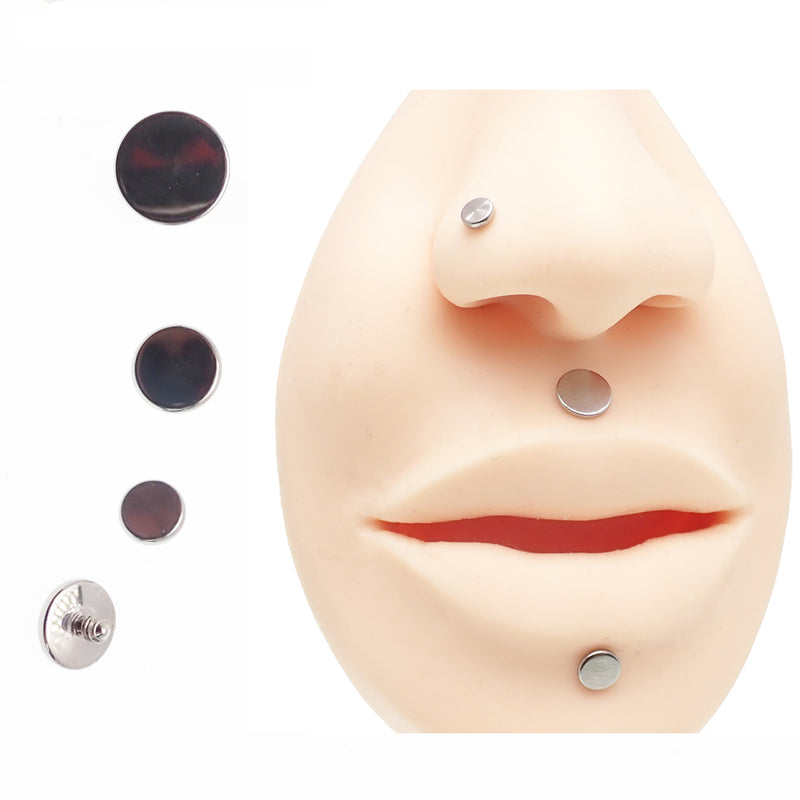 Titanium flat disc labret body jewelry by Body Clickers, internally threaded flatback design for comfortable piercings.