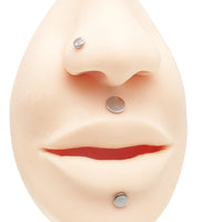 Titanium flat disc labret body jewelry with internal threading, 3mm diameter, 14g gauge, by Body Clickers.