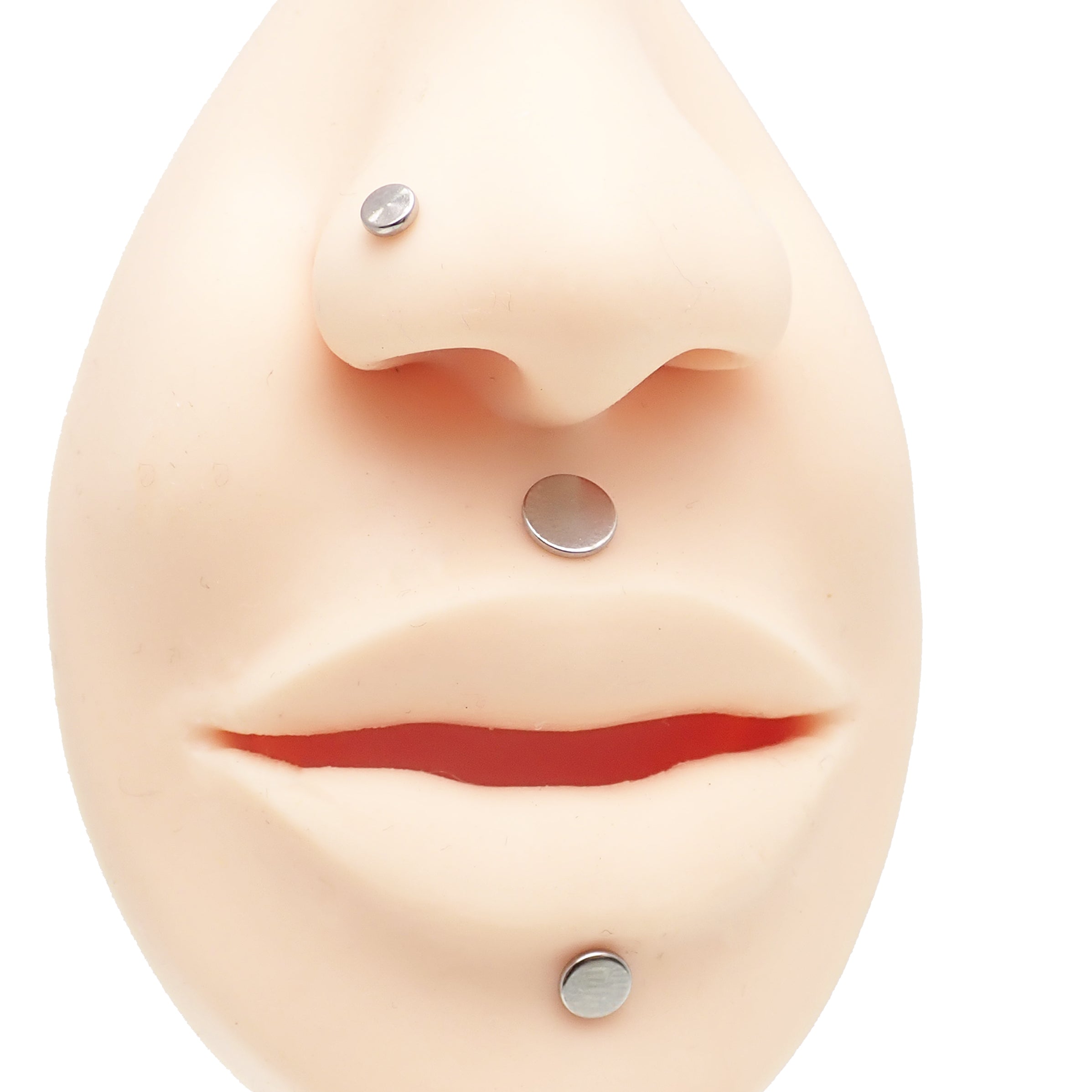 Titanium flat disc labret body jewelry with internal threading, 3mm diameter, 14g gauge, by Body Clickers.