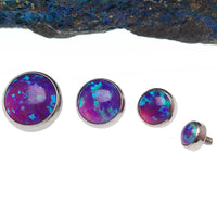 Sleepy Lavender Opal flat-back internally threaded body jewelry piercing by Body Clickers, 3mm, 14G, 6mm size.