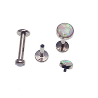 Opalite peach opal flat back body piercing by Body Clickers in 14g, 16g, or 18g gauge, showing the jewelry's smooth, colorful design.