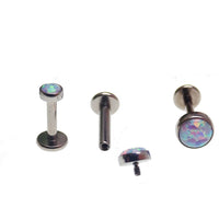 Unicorn opal flat back body piercing by Body Clickers in 14g, 16g, or 18g with colorful gemstone and smooth silver finish.