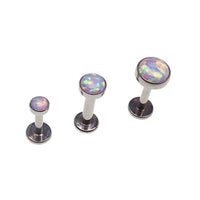 Unicorn opal flat back body piercing jewelry in 14g, 16g, 18g, with a silver-tone Body Clickers design and 3mm or 6mm size