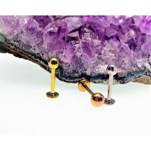 Internally threaded 16g plain flat back titanium ball body jewelry by Body Clickers, featuring smooth round design and polished finish.