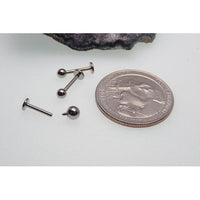 Internally threaded 16g plain flat back titanium ball body jewelry by Body Clickers, 3mm to 6mm size.