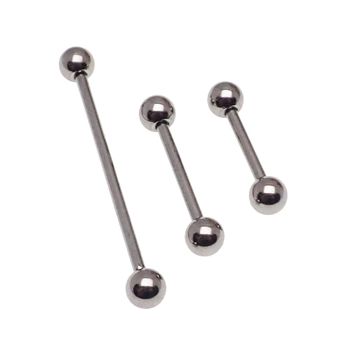 Internally threaded straight titanium barbell in 14g with 3mm to 8mm length, from Body Clickers Body Jewelry.