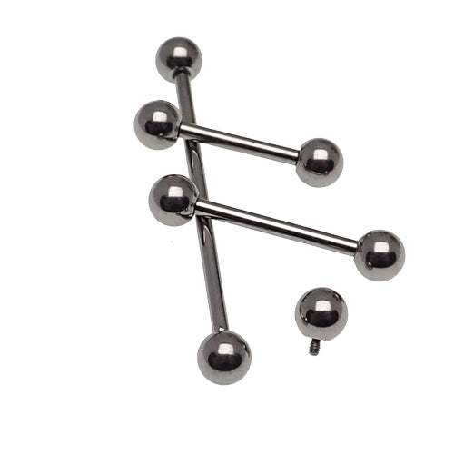 Internally threaded straight titanium barbell 14g by Body Clickers Body Jewelry, with 3mm to 8mm length options.