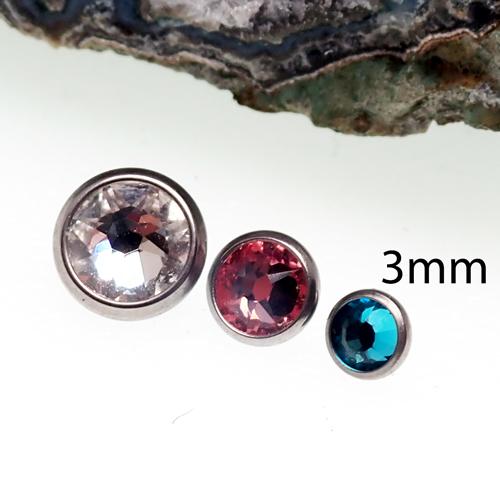 Clear Swarovski crystal body jewelry top in 16g size by Body Clickers, featuring a 3mm sparkling crystal for body piercings.