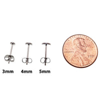 Pair of Body Clickers titanium slim disc implant earrings, 20g body jewelry with 3mm diameter for pierced ears.