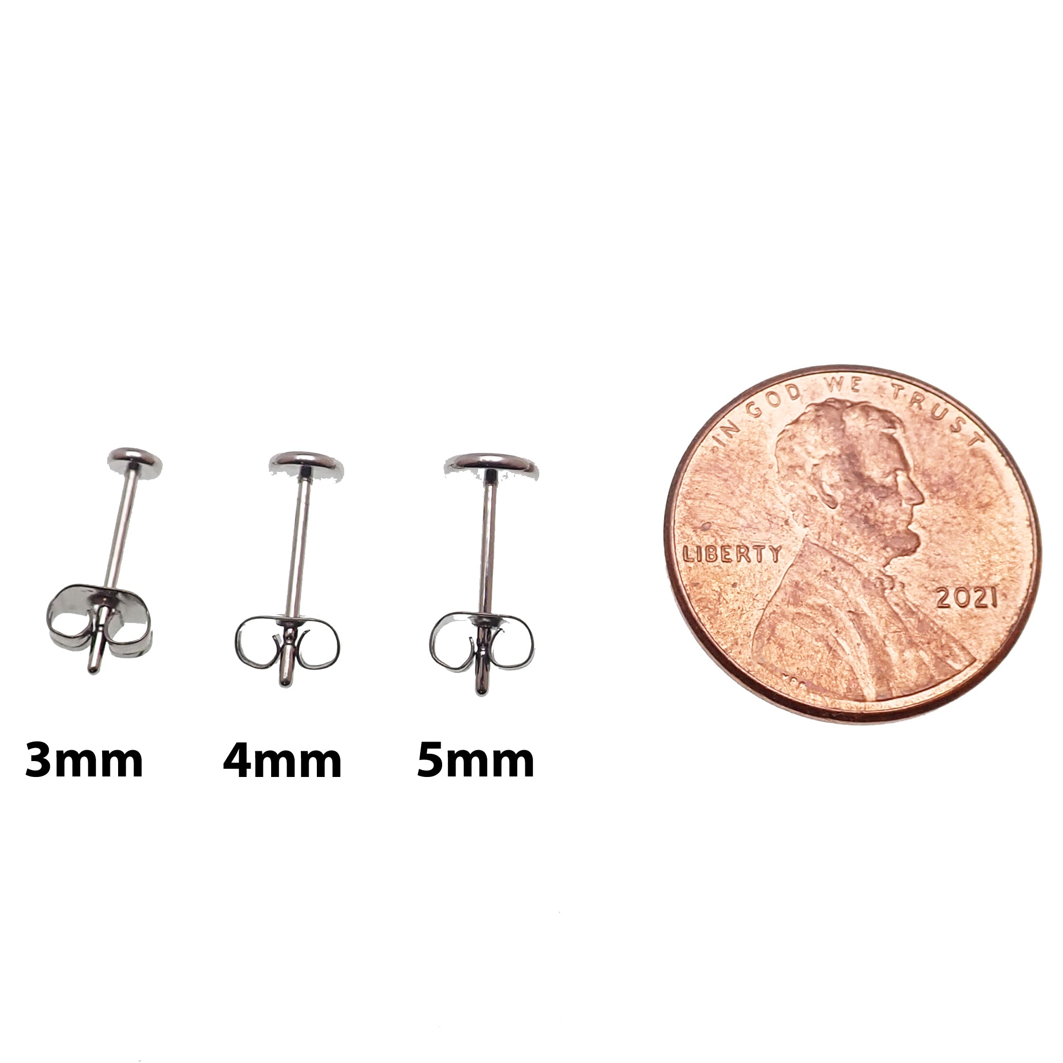 Pair of Body Clickers titanium slim disc implant earrings, 20g body jewelry with 3mm diameter for pierced ears.