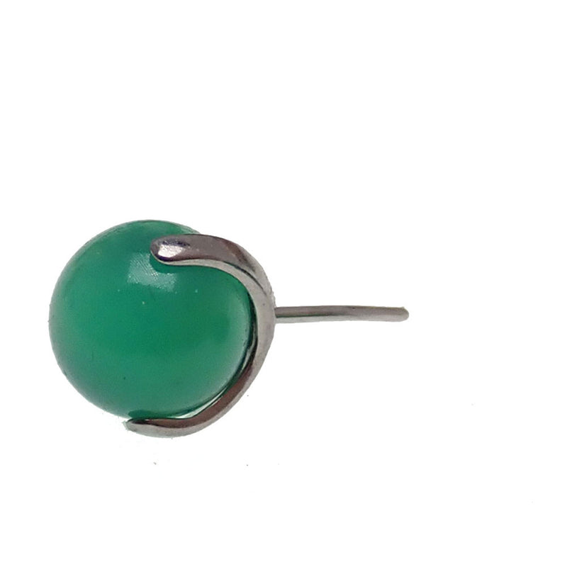 Jade titanium push fit ball for body jewelry by Body Clickers, 3mm size, shiny and smooth spherical accessory.