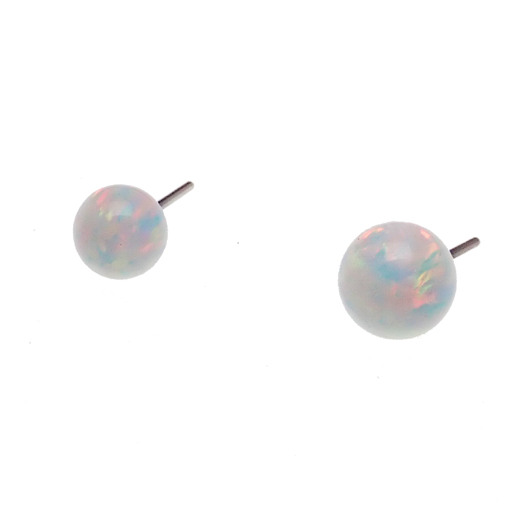 White opal push fit ball attachment for body jewelry by Body Clickers, 4mm, with a smooth, polished appearance.