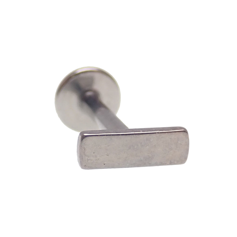 Minimalist flat bar push fit titanium earring in 14g, 16g, 18g, or 20g, Body Clickers body jewelry for pierced ears.
