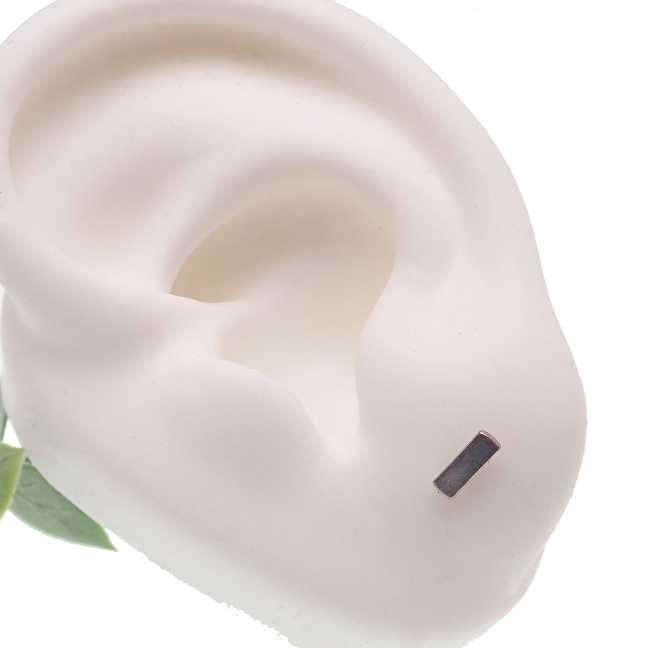 Minimalist flat bar push fit titanium earring in 14g, 16g, 18g, 20g for body jewelry by Body Clickers.