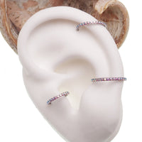 Sparkly AB titanium CZ clicker body jewelry in 16g with 6mm gemstones, by Body Clickers, showcasing its sparkling design and sturdy construction.
