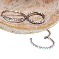 Sparkly titanium CZ clicker body jewelry, 16g, with 6mm AB rhinestones from Body Clickers.