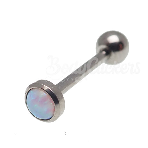 Bubblegum Opal tongue piercing body jewelry by Body Clickers, 14g, with a 6mm colorful gemstone for tongue adornment.